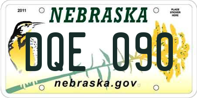 NE license plate DQE090
