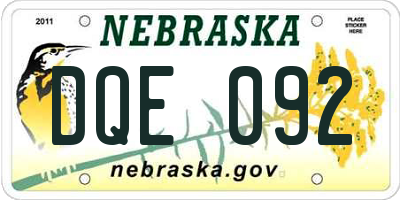 NE license plate DQE092