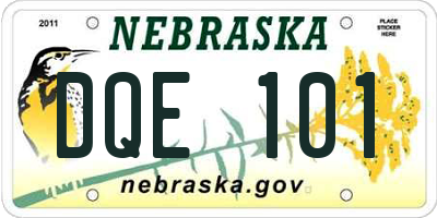 NE license plate DQE101