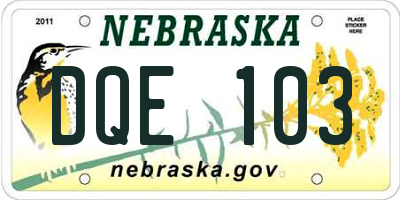 NE license plate DQE103