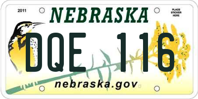 NE license plate DQE116