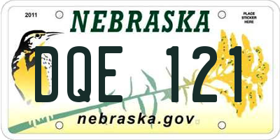 NE license plate DQE121