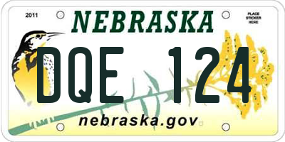 NE license plate DQE124