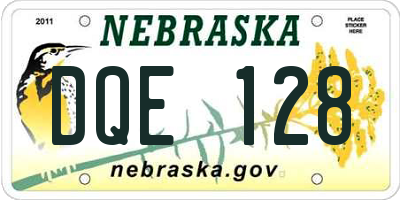 NE license plate DQE128