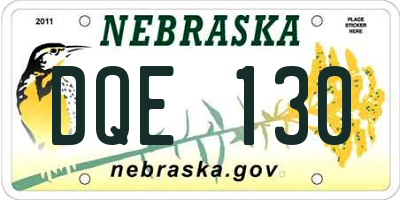 NE license plate DQE130