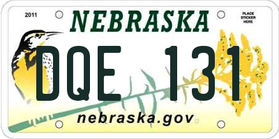 NE license plate DQE131