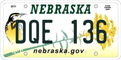 NE license plate DQE136