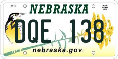 NE license plate DQE138