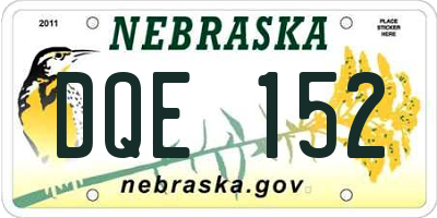 NE license plate DQE152