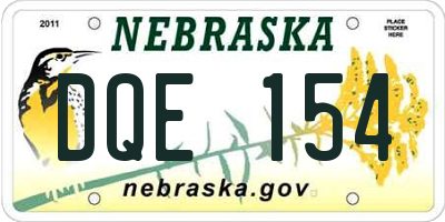 NE license plate DQE154