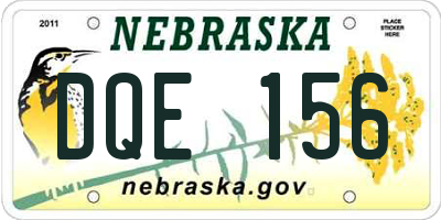 NE license plate DQE156
