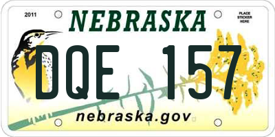 NE license plate DQE157