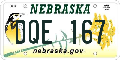 NE license plate DQE167