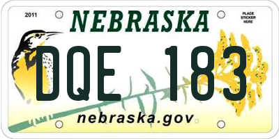 NE license plate DQE183