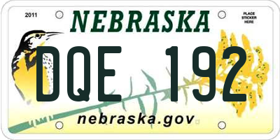 NE license plate DQE192