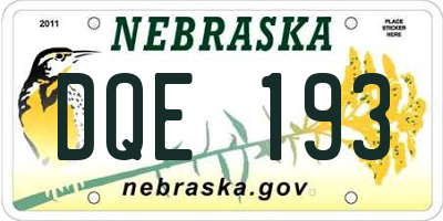 NE license plate DQE193