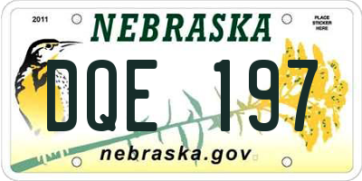 NE license plate DQE197
