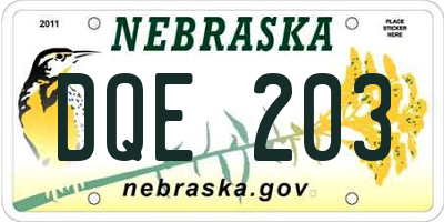 NE license plate DQE203