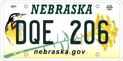 NE license plate DQE206