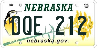 NE license plate DQE212
