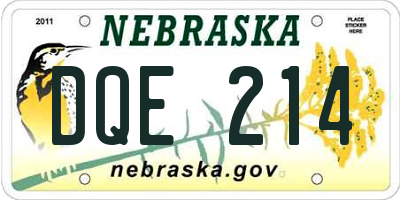 NE license plate DQE214