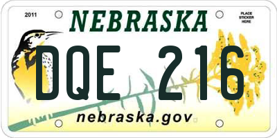 NE license plate DQE216