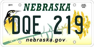 NE license plate DQE219