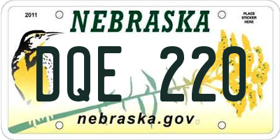 NE license plate DQE220