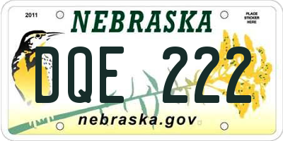 NE license plate DQE222