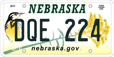 NE license plate DQE224