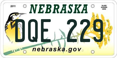 NE license plate DQE229