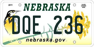 NE license plate DQE236