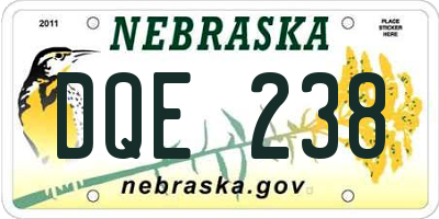 NE license plate DQE238