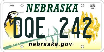 NE license plate DQE242