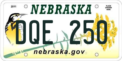 NE license plate DQE250