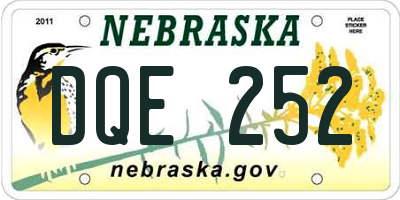 NE license plate DQE252