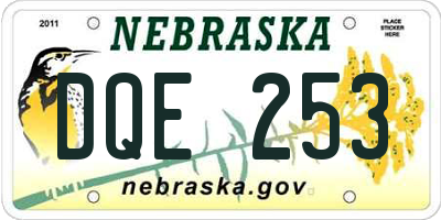 NE license plate DQE253