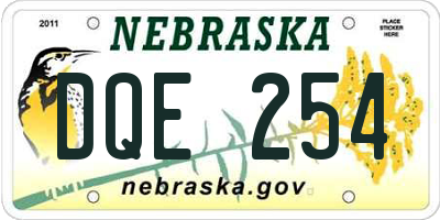 NE license plate DQE254