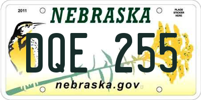 NE license plate DQE255