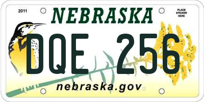 NE license plate DQE256