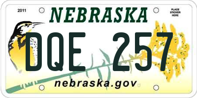 NE license plate DQE257