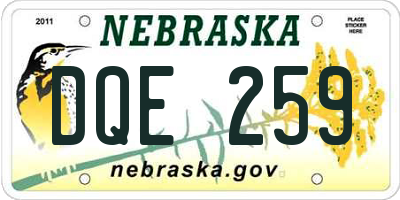 NE license plate DQE259