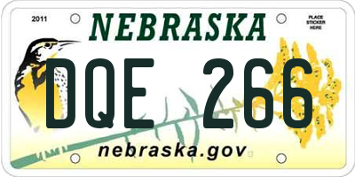 NE license plate DQE266