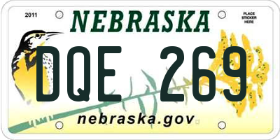 NE license plate DQE269
