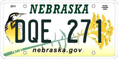 NE license plate DQE271