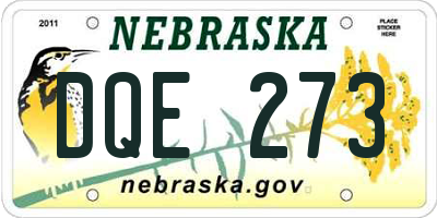 NE license plate DQE273