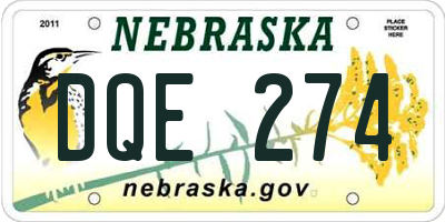 NE license plate DQE274