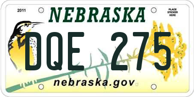 NE license plate DQE275