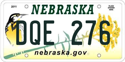NE license plate DQE276