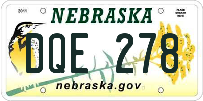 NE license plate DQE278